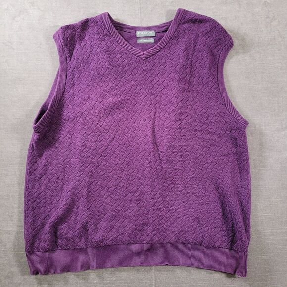 Lyle & Scott Scotland V Neck Combed Cotton Purple‎ Pull Over Vest Mens Size XL - Picture 1 of 9